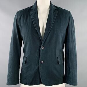 ROGUES GALLERY Size L Black Seersucker Cotton Notch Lapel Jacket